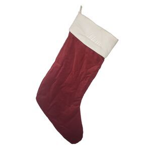 NWT POTTERY BARN NATURAL FAIR ISLE VELVET RED STOCKING MOM EMBROIDERED LINED